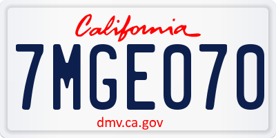 CA license plate 7MGE070