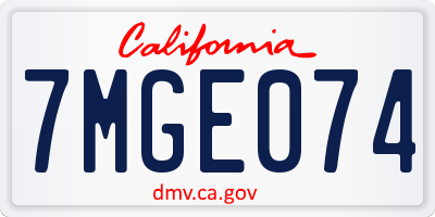 CA license plate 7MGE074