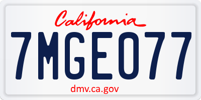 CA license plate 7MGE077