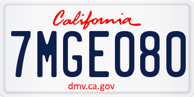 CA license plate 7MGE080