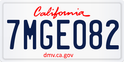 CA license plate 7MGE082