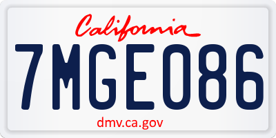 CA license plate 7MGE086