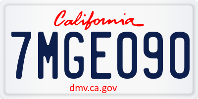 CA license plate 7MGE090
