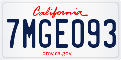 CA license plate 7MGE093