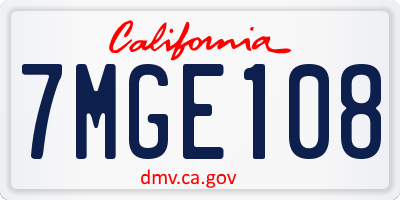 CA license plate 7MGE108