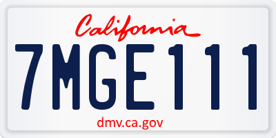 CA license plate 7MGE111
