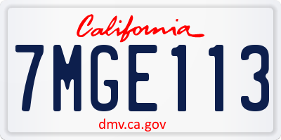 CA license plate 7MGE113