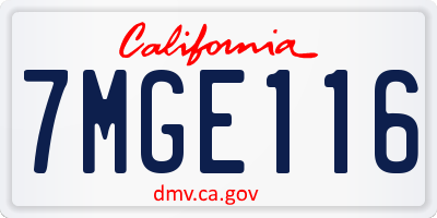CA license plate 7MGE116