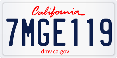 CA license plate 7MGE119