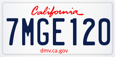CA license plate 7MGE120