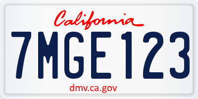 CA license plate 7MGE123
