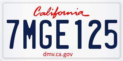 CA license plate 7MGE125