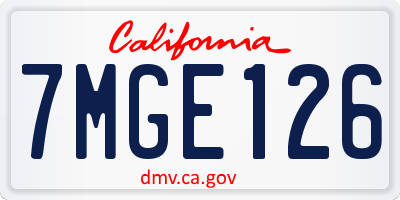 CA license plate 7MGE126
