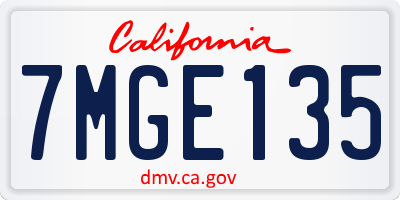 CA license plate 7MGE135