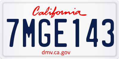 CA license plate 7MGE143