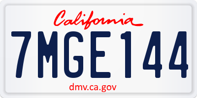 CA license plate 7MGE144