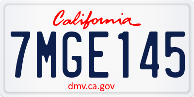 CA license plate 7MGE145