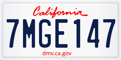 CA license plate 7MGE147