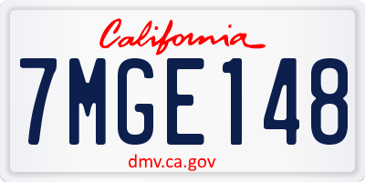 CA license plate 7MGE148