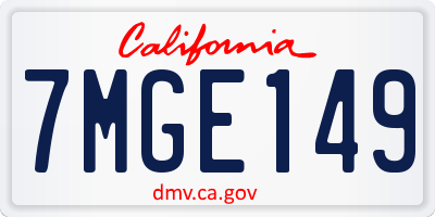 CA license plate 7MGE149