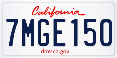 CA license plate 7MGE150