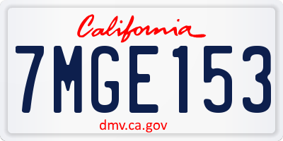 CA license plate 7MGE153