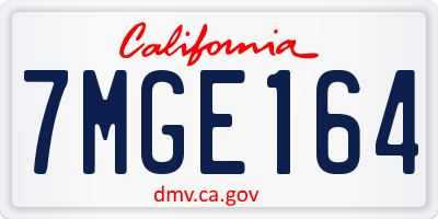 CA license plate 7MGE164
