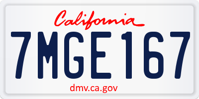 CA license plate 7MGE167
