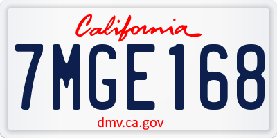 CA license plate 7MGE168