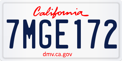 CA license plate 7MGE172
