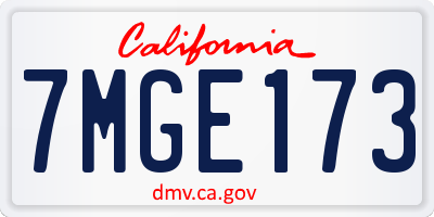 CA license plate 7MGE173