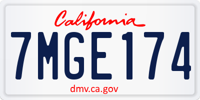 CA license plate 7MGE174