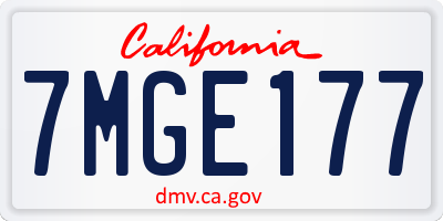 CA license plate 7MGE177