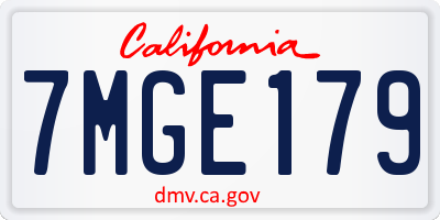 CA license plate 7MGE179
