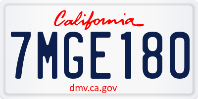 CA license plate 7MGE180