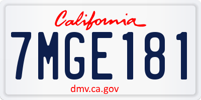 CA license plate 7MGE181