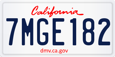 CA license plate 7MGE182
