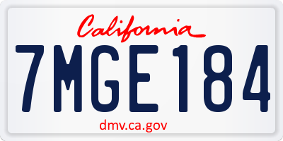 CA license plate 7MGE184