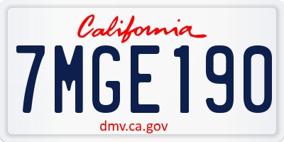 CA license plate 7MGE190