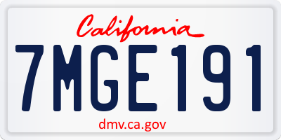 CA license plate 7MGE191
