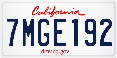 CA license plate 7MGE192