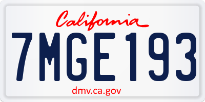 CA license plate 7MGE193