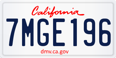 CA license plate 7MGE196