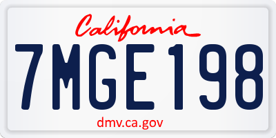 CA license plate 7MGE198