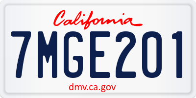 CA license plate 7MGE201