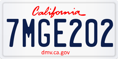 CA license plate 7MGE202