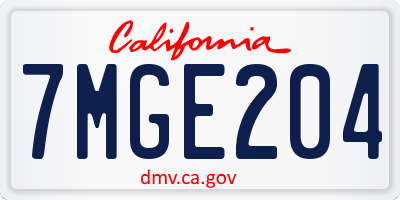CA license plate 7MGE204