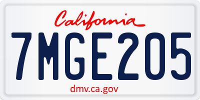 CA license plate 7MGE205