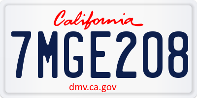 CA license plate 7MGE208