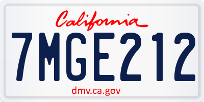 CA license plate 7MGE212